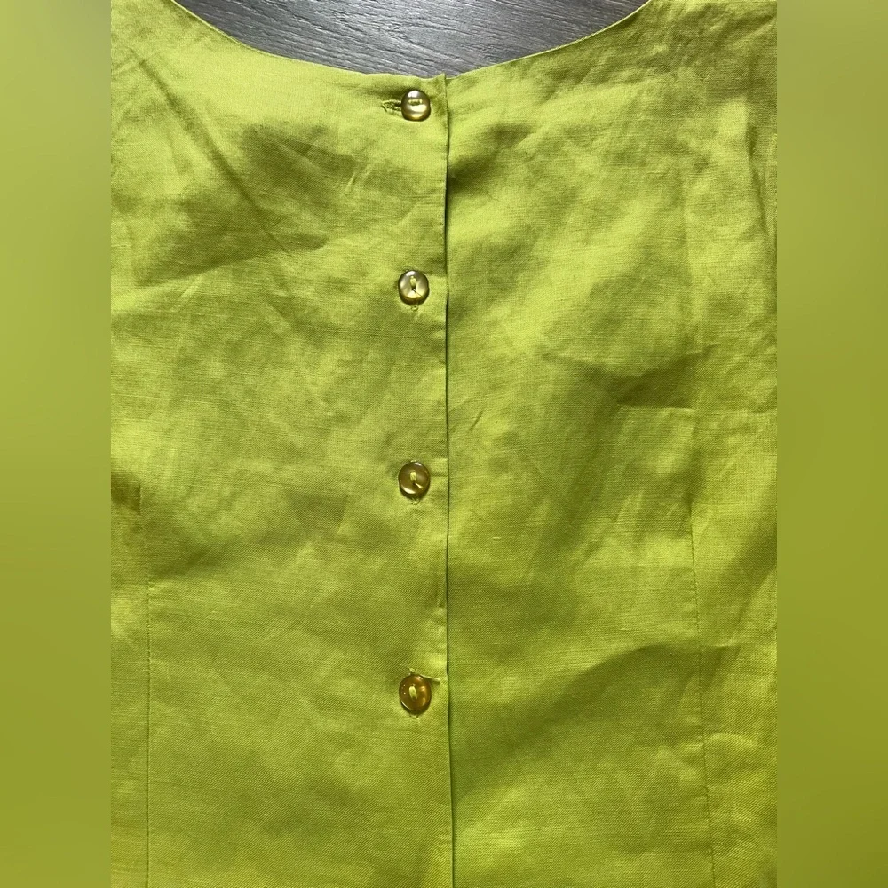Vintage Fancy Lady Ramie Floral Embroidered Kiwi Green Sleeveless Top 10 NWT! - Picture 4 of 7